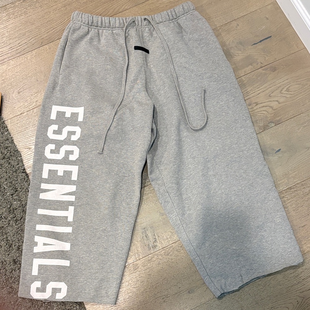 Essentials Light Gray Sweatshorts with White Logo